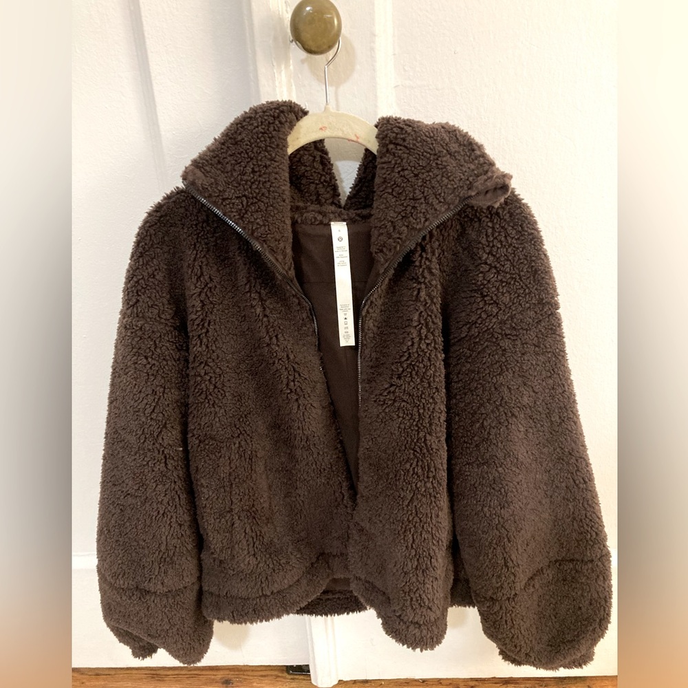 Lululemon Cinchable Fleece Zip-Up, Chocolate Brown, Size 6, worn once